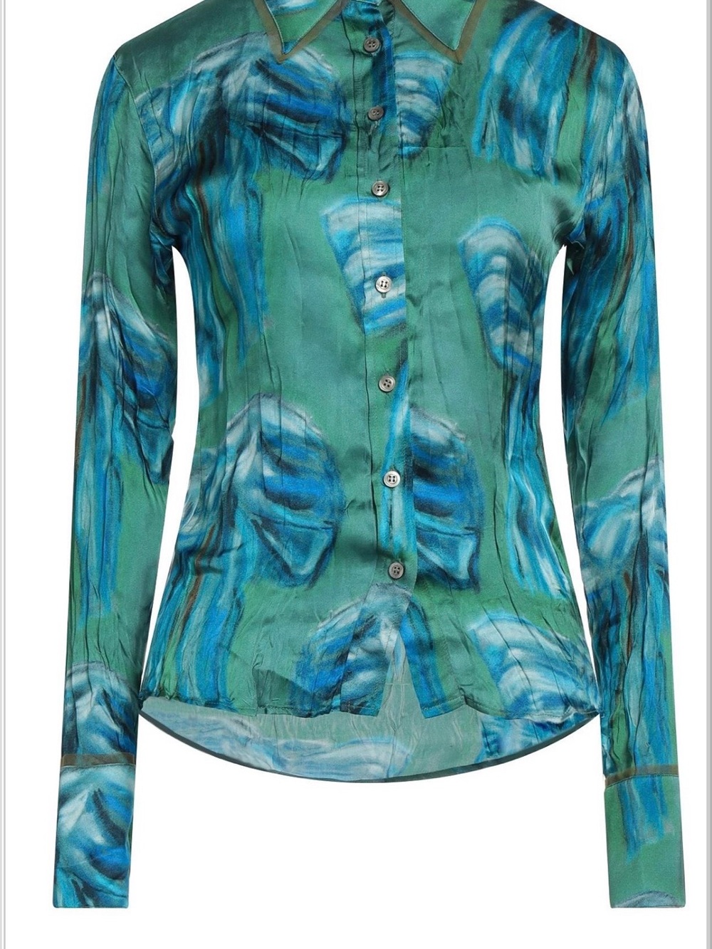Acne Studios - Printed Bow Green and Blue Blouse (Size 36)